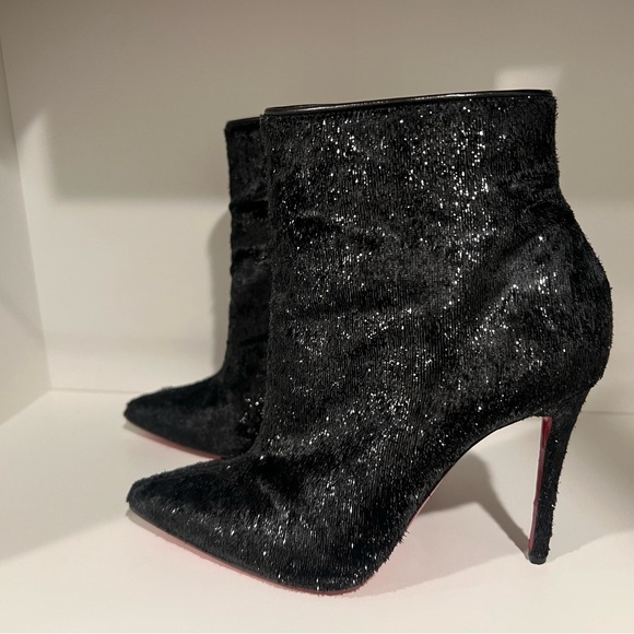 Christian Louboutin Black Velvet Ankle Booties, Kate